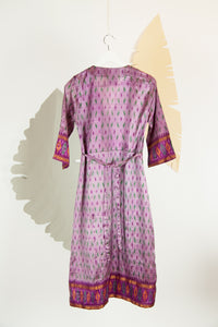 Ikat Saree Wrap Dress - S #01