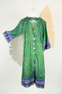 Ikat Saree Wrap Dress - M #02