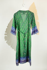 Ikat Saree Wrap Dress - M #02