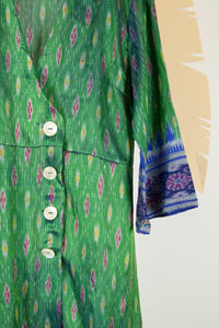 Ikat Saree Wrap Dress - M #02