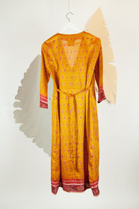 Ikat Saree Wrap Dress - M #04