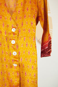 Ikat Saree Wrap Dress - M #04