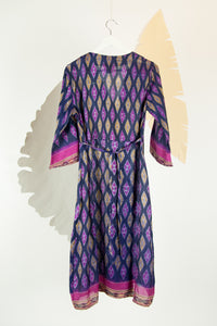 Ikat Saree Wrap Dress - M #08