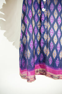 Ikat Saree Wrap Dress - M #08