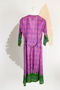 Ikat Saree Wrap Dress - S #08