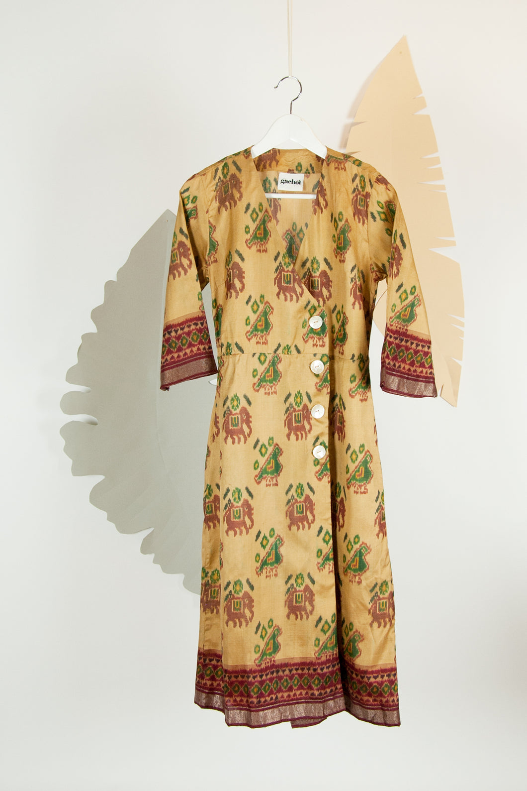 Ikat Saree Wrap Dress - S #09