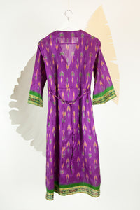 Ikat Saree Wrap Dress - M #10