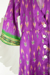 Ikat Saree Wrap Dress - M #10