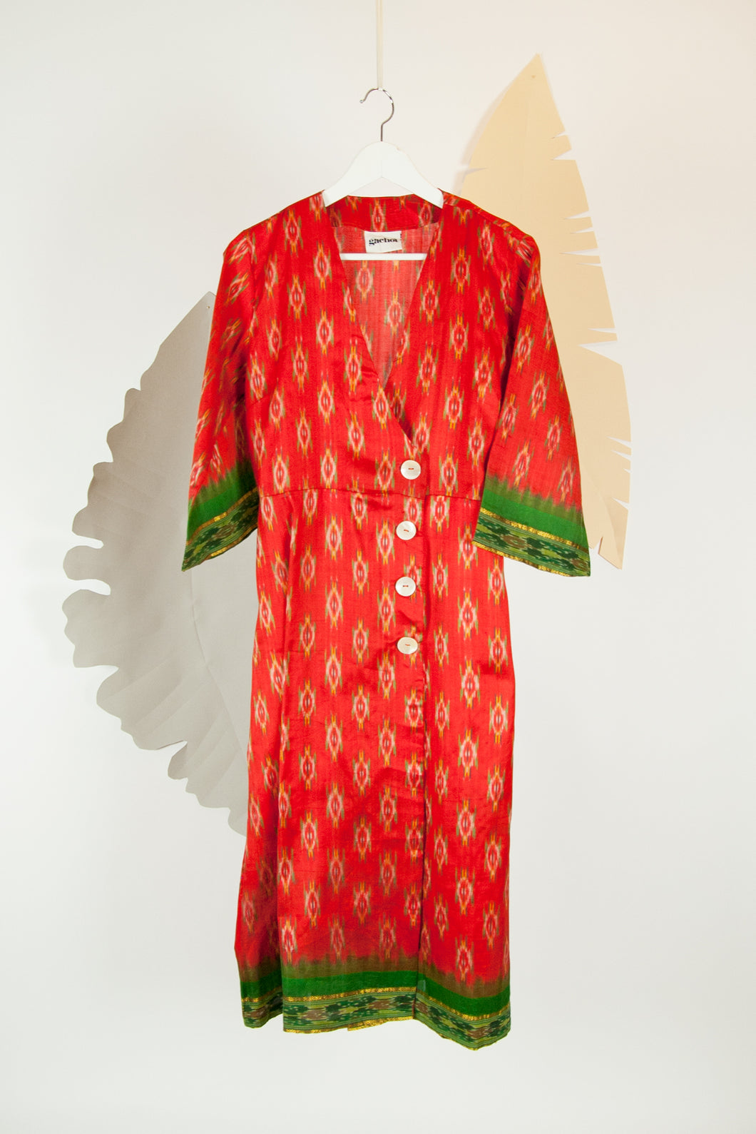 Ikat Saree Wrap Dress - M #11