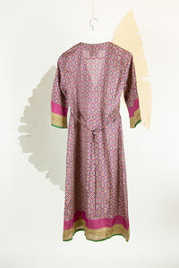 Ikat Saree Wrap Dress - S #12