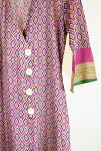 Ikat Saree Wrap Dress - S #12