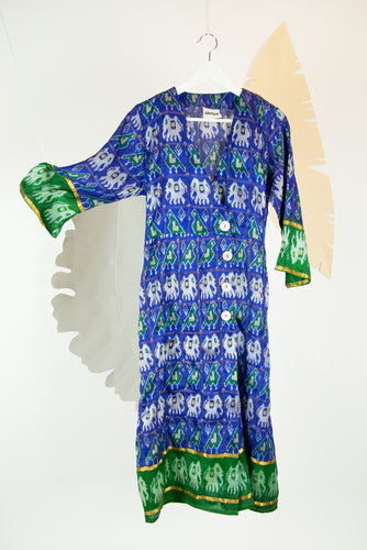 Ikat Saree Wrap Dress - M #13