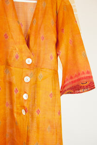 Ikat Saree Wrap Dress - M #20