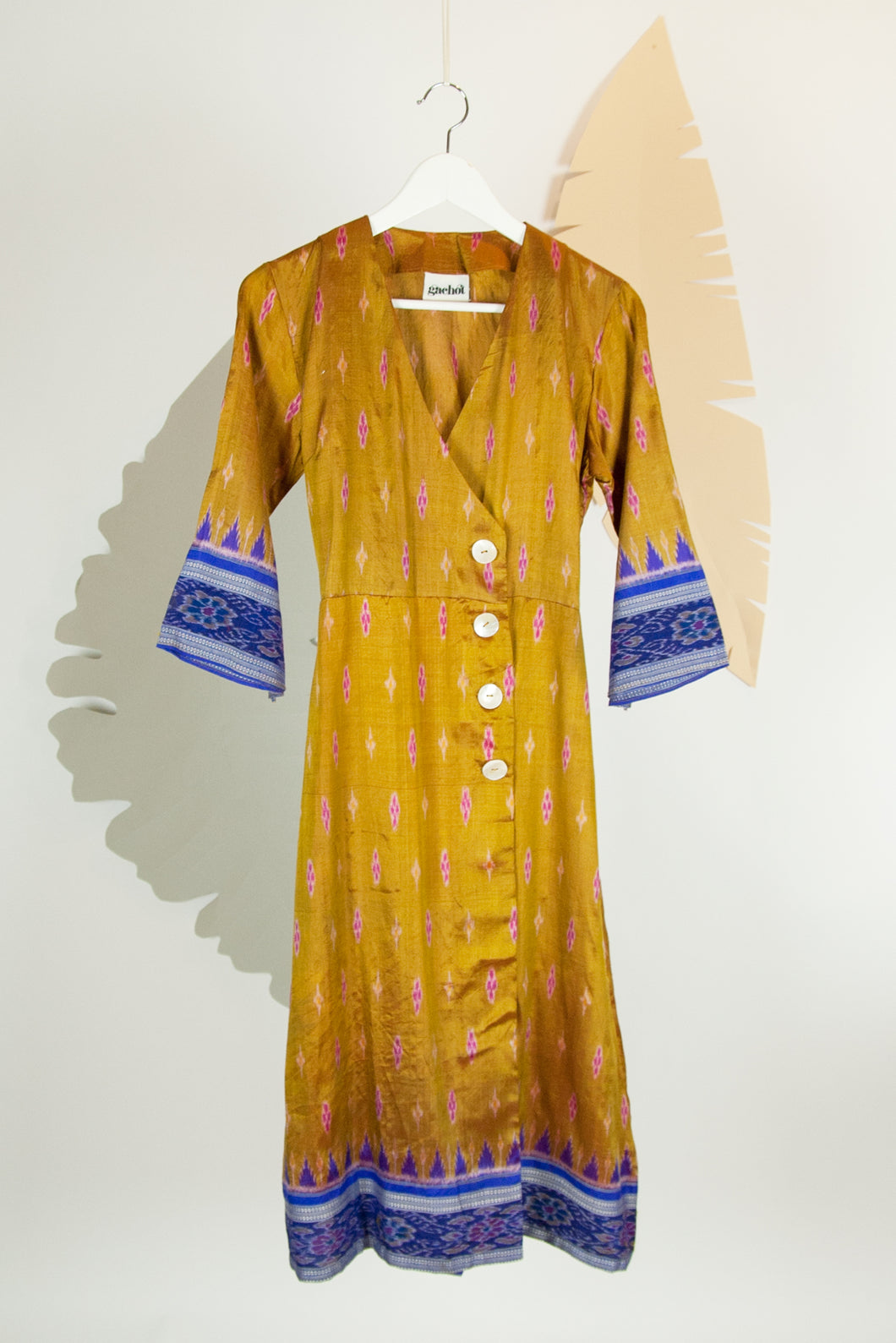 Ikat Saree Wrap Dress - S #20