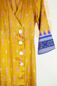 Ikat Saree Wrap Dress - S #20