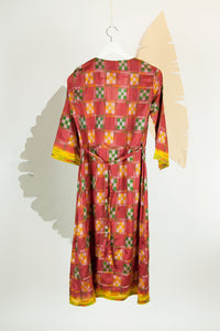 Ikat Saree Wrap Dress - S #21