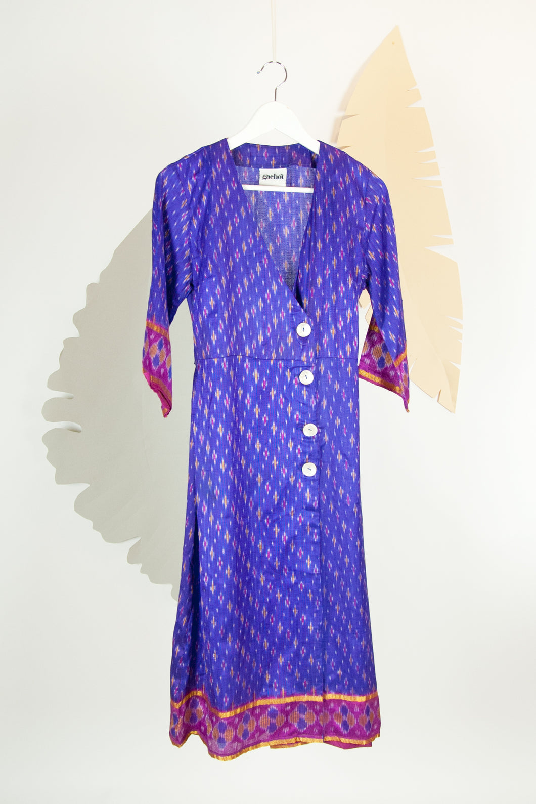 Ikat Saree Wrap Dress - S #22