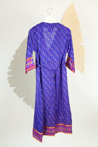 Ikat Saree Wrap Dress - S #22