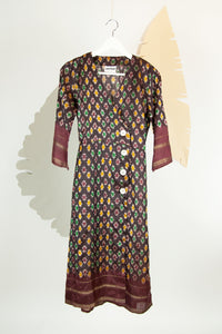 Ikat Saree Wrap Dress - S #25