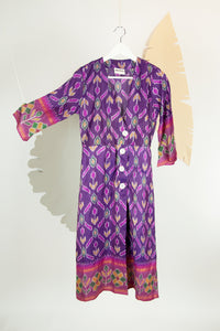 Ikat Saree Wrap Dress - S #26