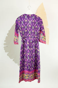 Ikat Saree Wrap Dress - S #26