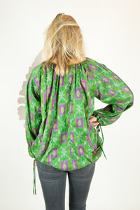 Ikat Saree Smock Top #05